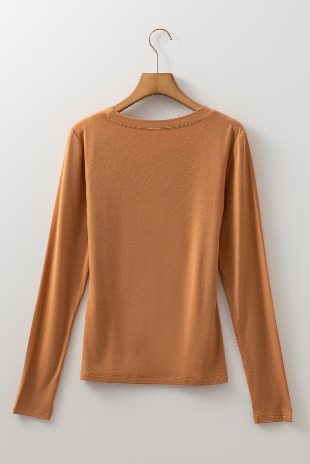 Solid Color Long Sleeve Fitted Top