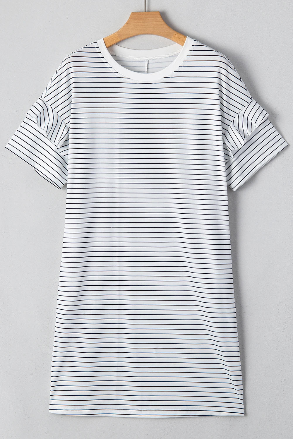 Stripe Ruffle Sleeve T Shirt Dress