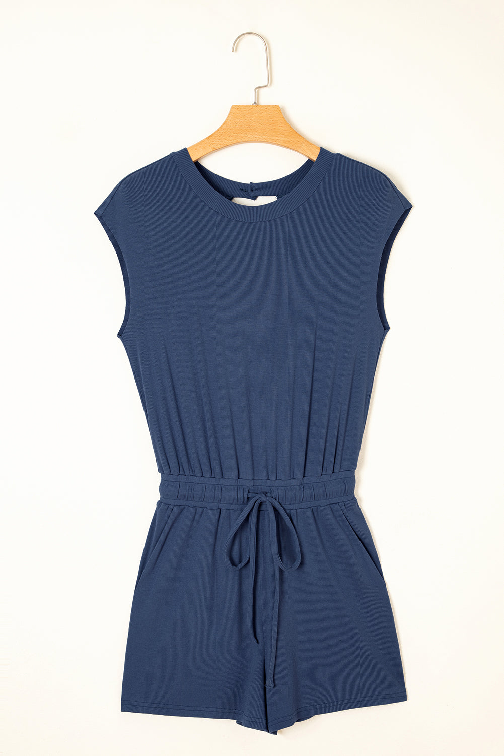 Open Back Cap Sleeve Drawstring Romper