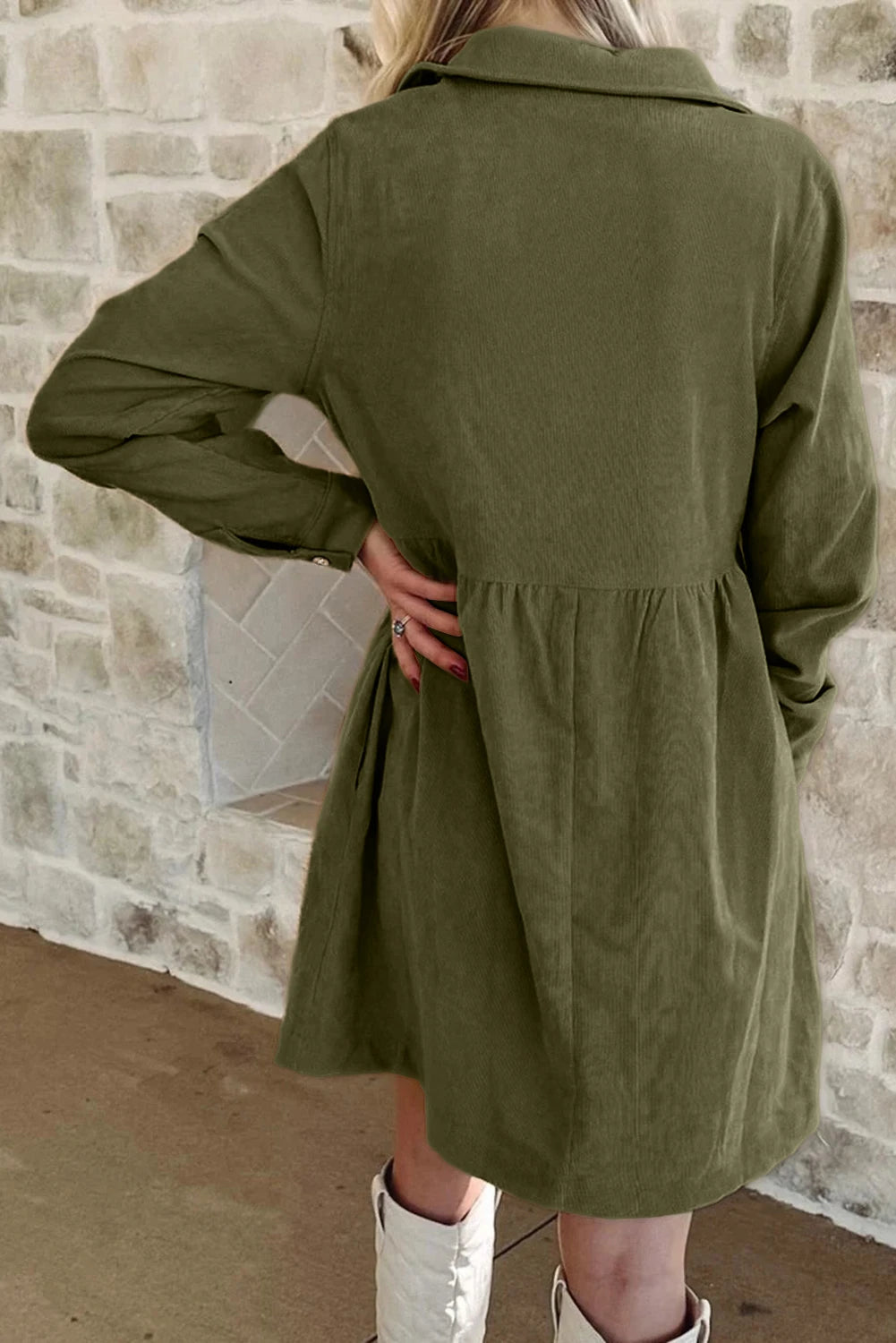 Collared Long Sleeve Mini Dress