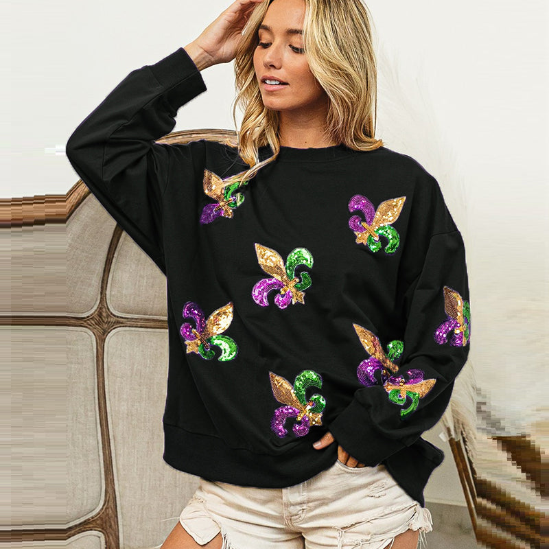 MARDI GRAS Sequin Sweatshirt