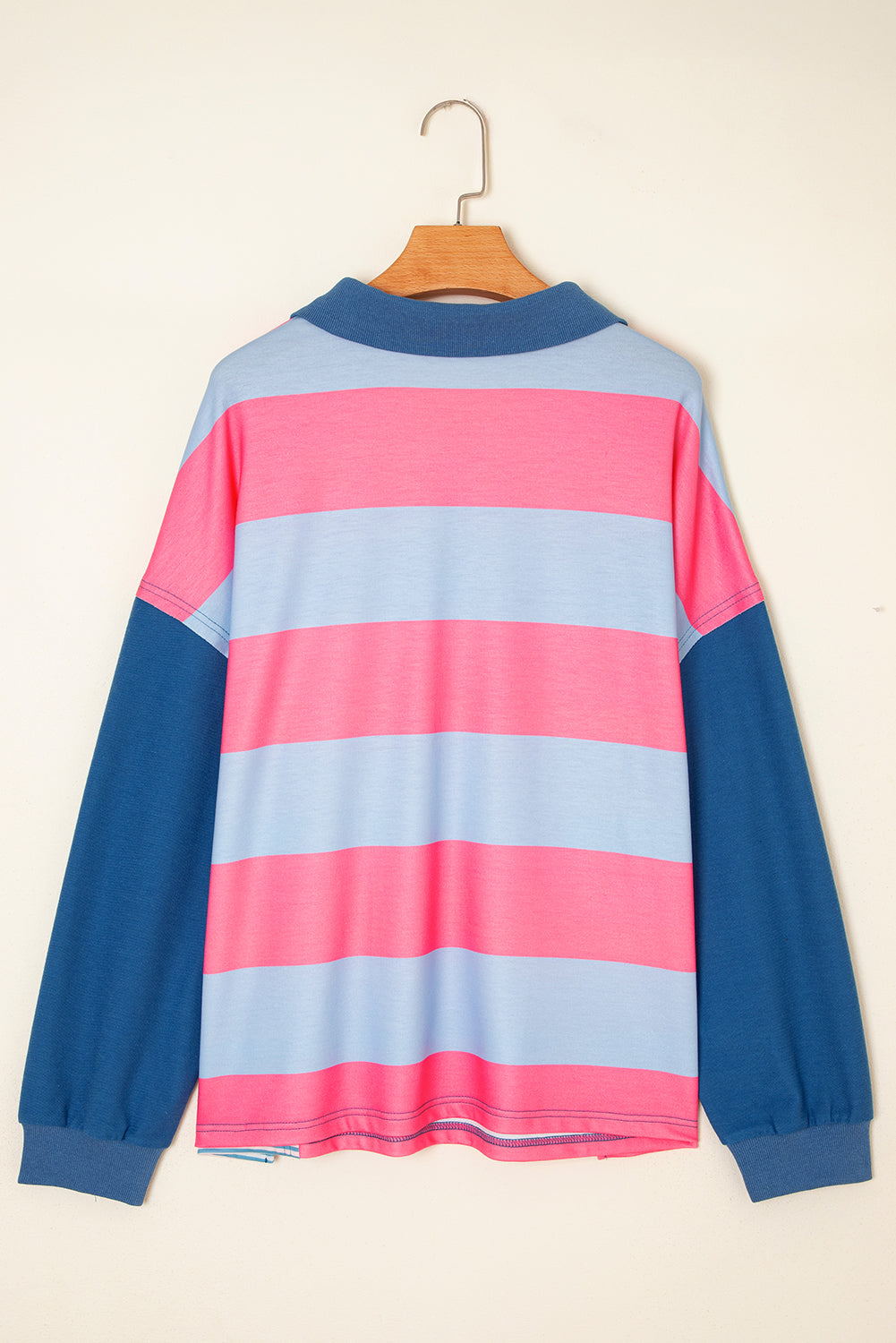 Stripe Colorblock Patchwork Zip up Plus Size Pullover