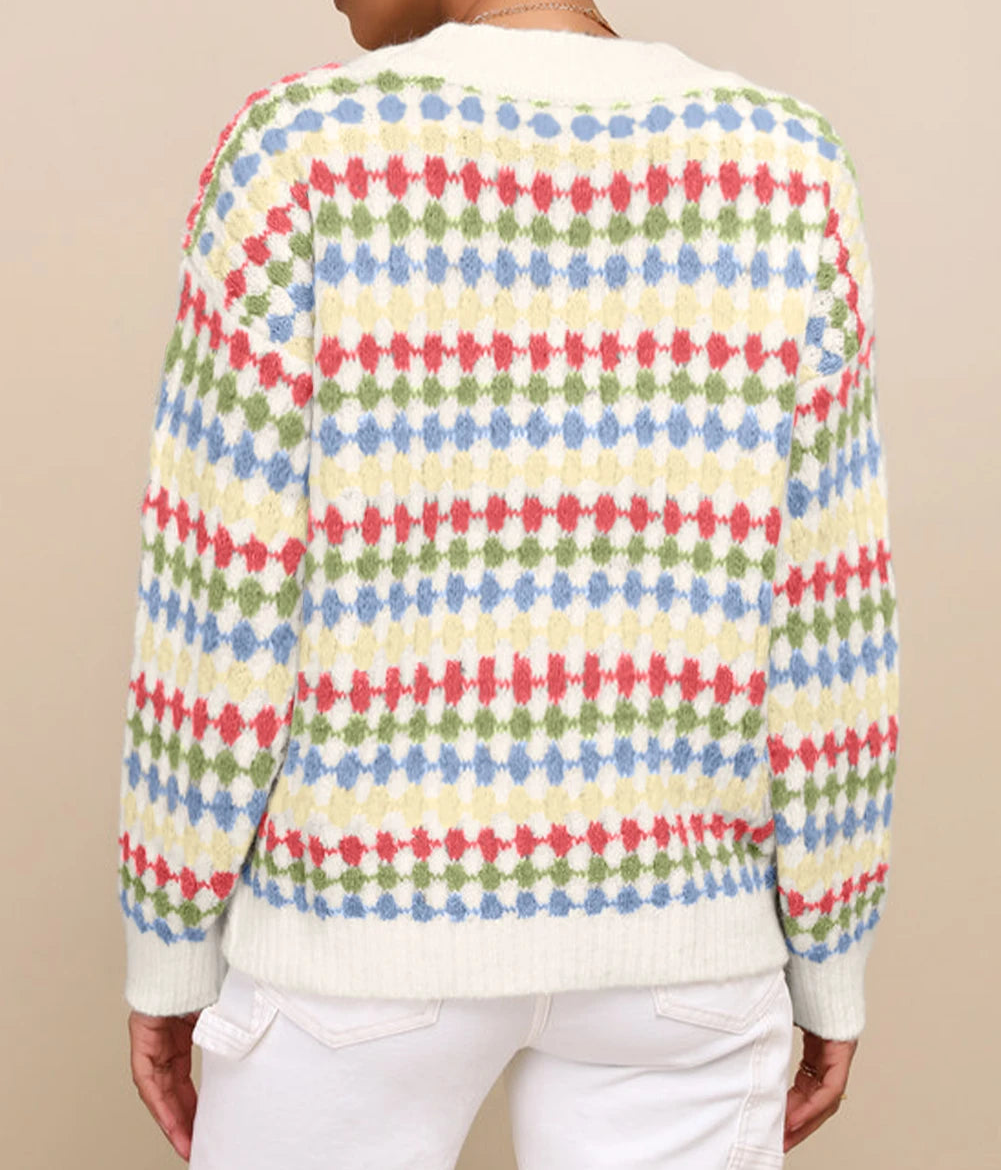 Front V Neck Sweater Cardigan