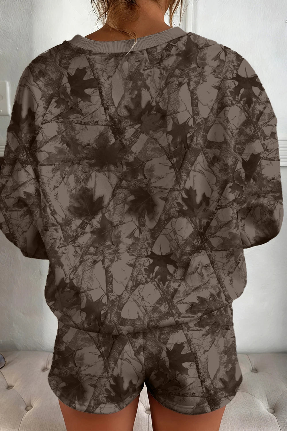 Print Baggy Pullover Drawstring Shorts Set