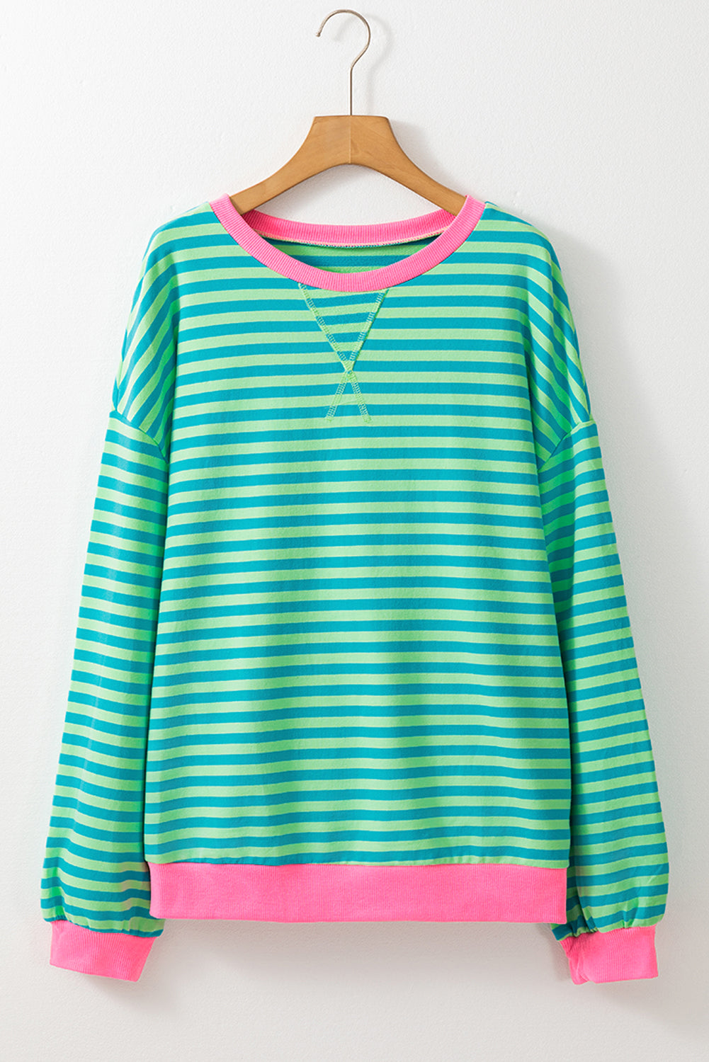 Oversized Contrast Trim Pullover Sweatshirt