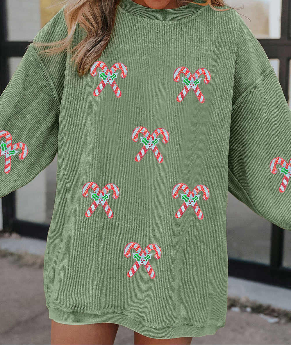 Andy Cane Shimmer Patched Corded Baggy Sweatshirt