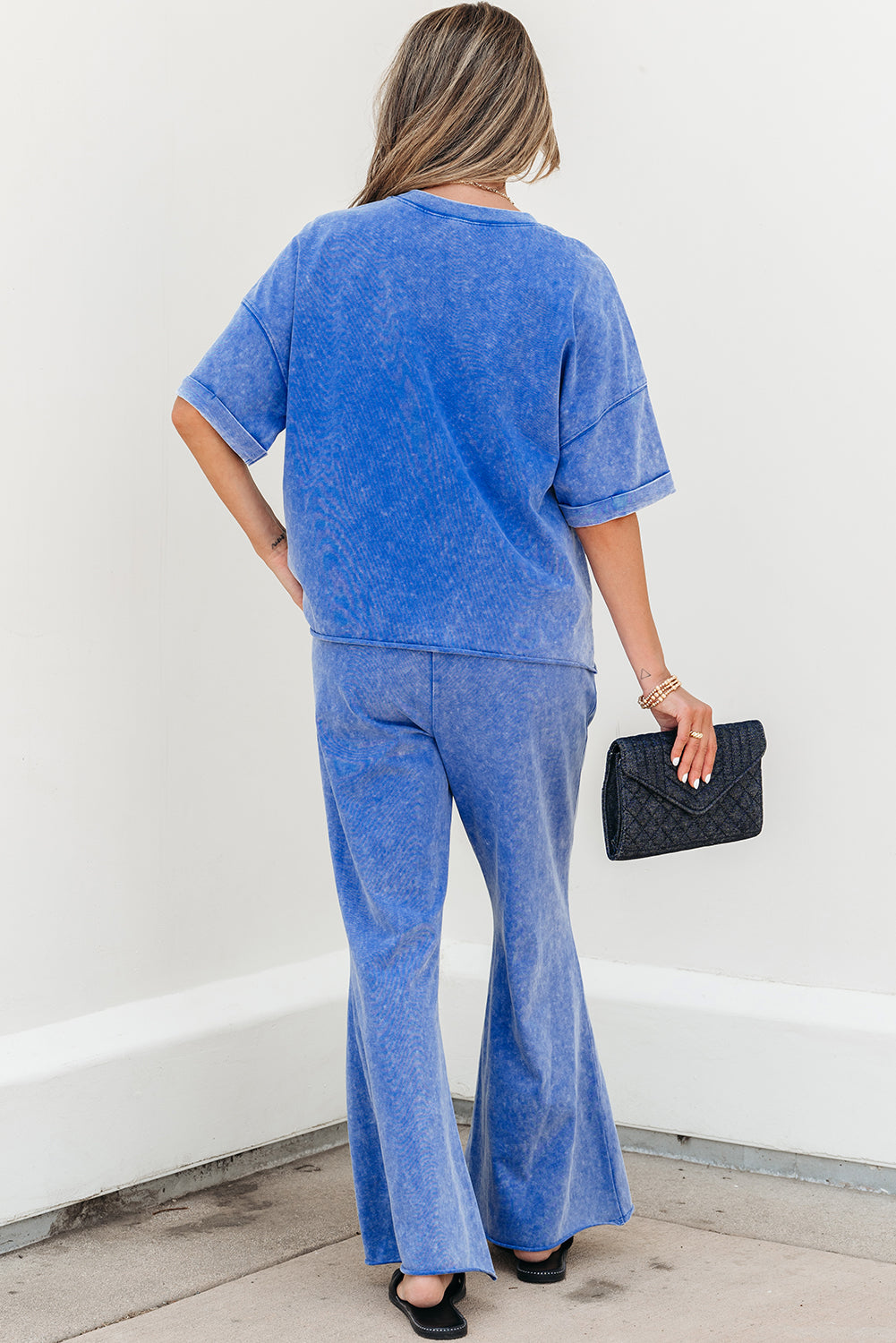 Floral Patch Exposed Seam Raw Edge Pants Set