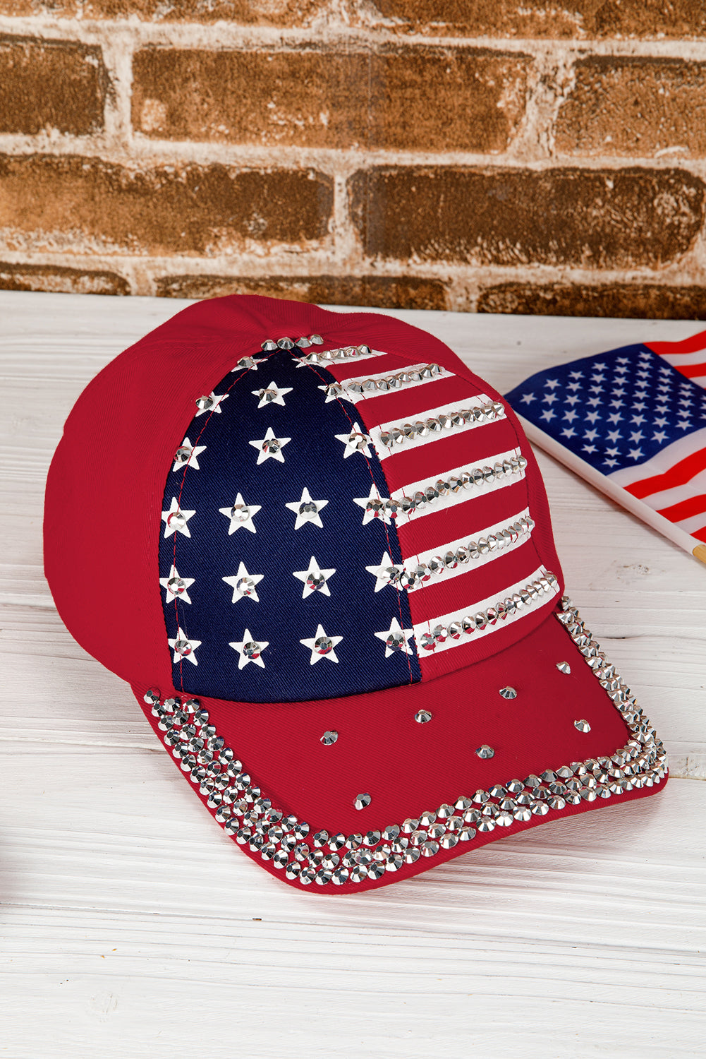 American Flag Rhinestone Decor Baseball Cap