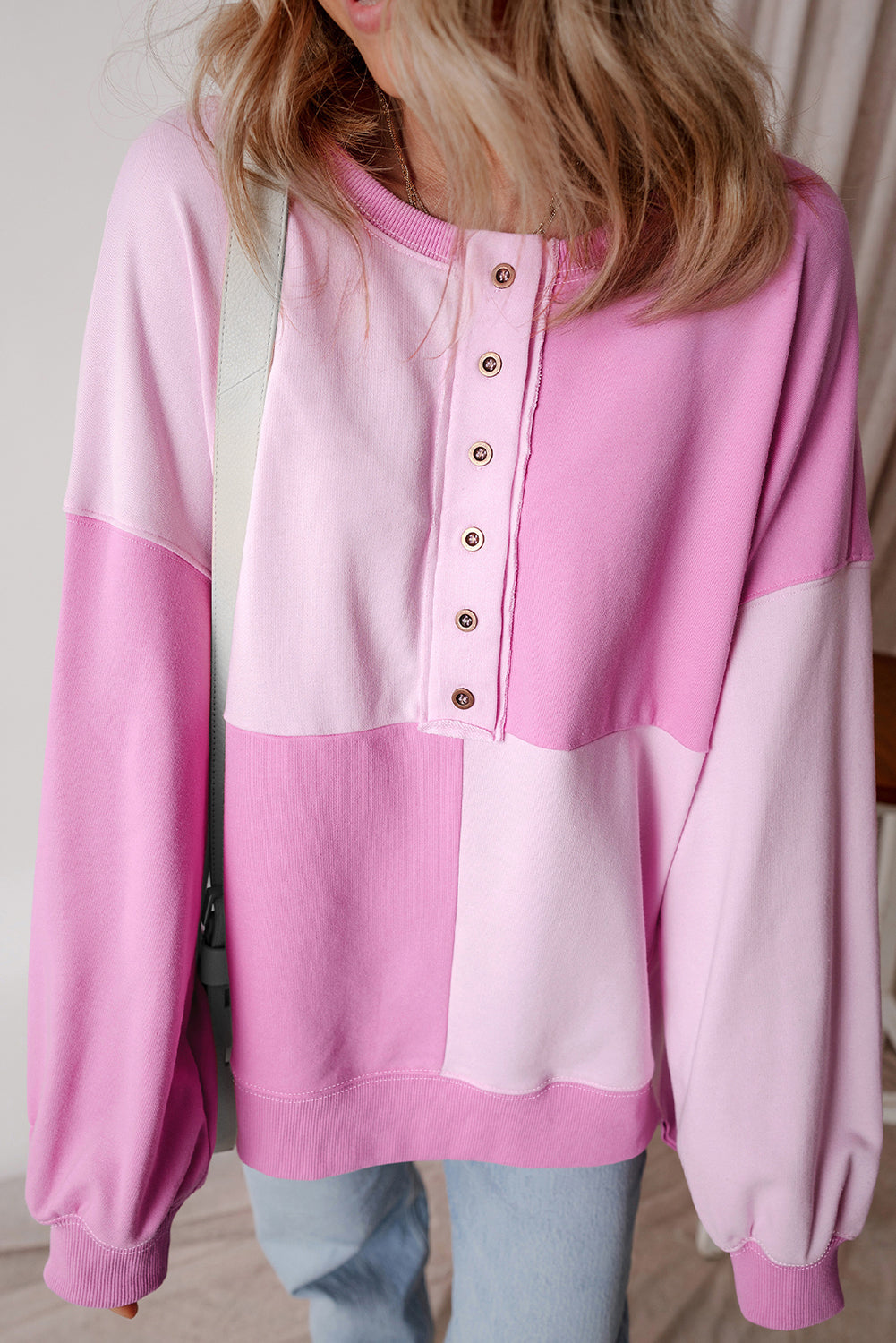 Henley High Low Oversize Sweatshirt