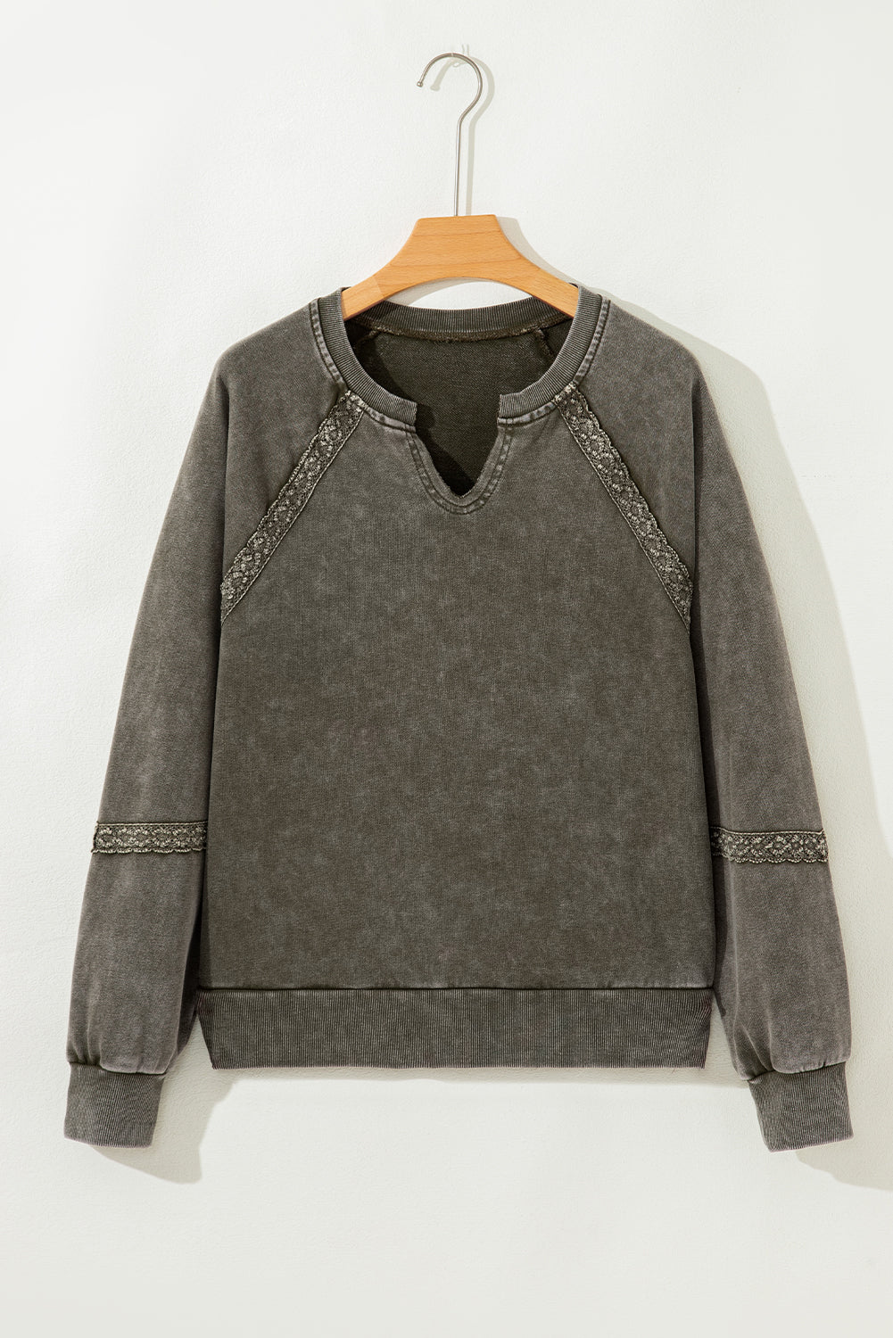 Notched Neck Mineral Wash Baggy Sweatshirt