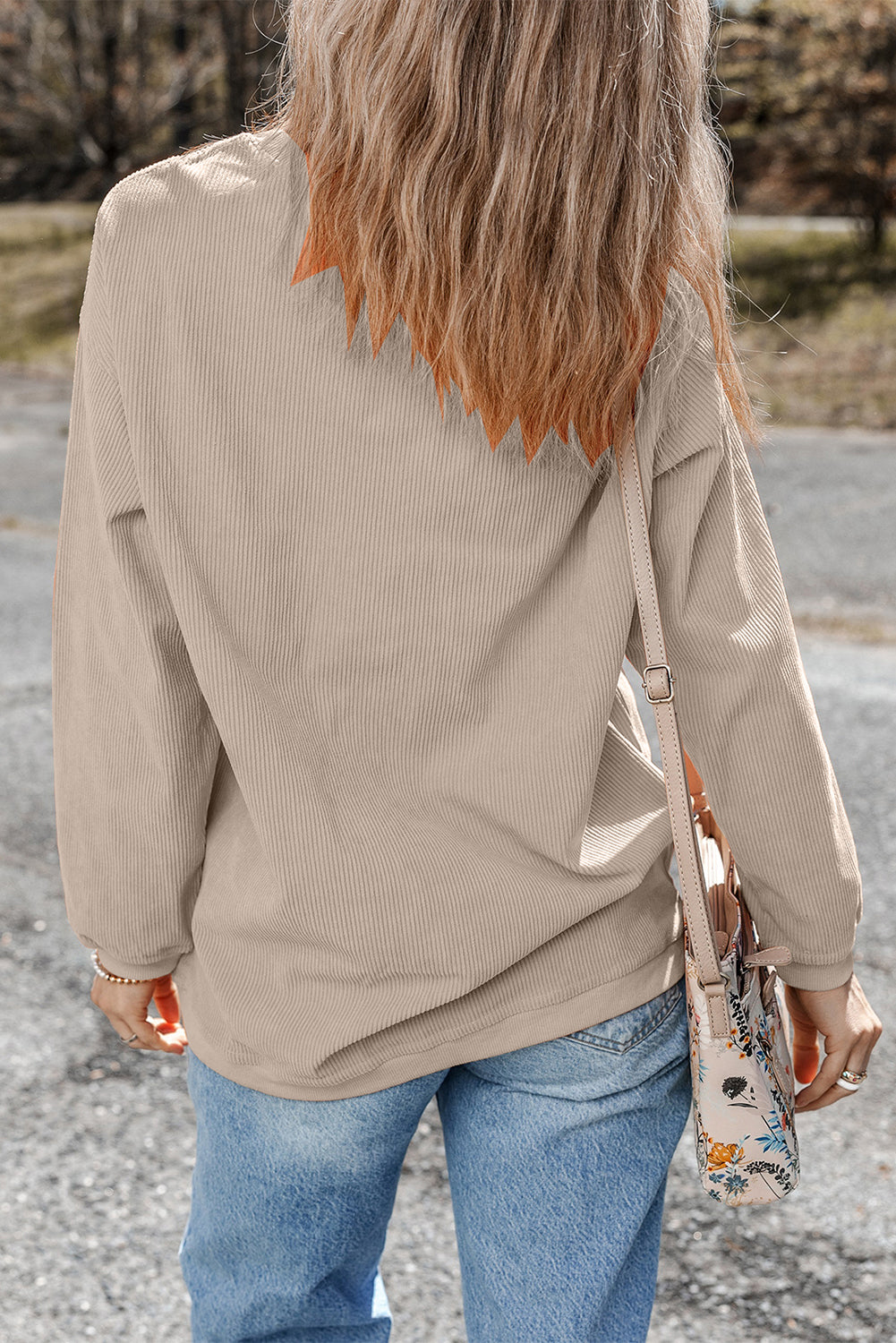 Western Cowgirl Graphic Corduroy Baggy Sweatshirt