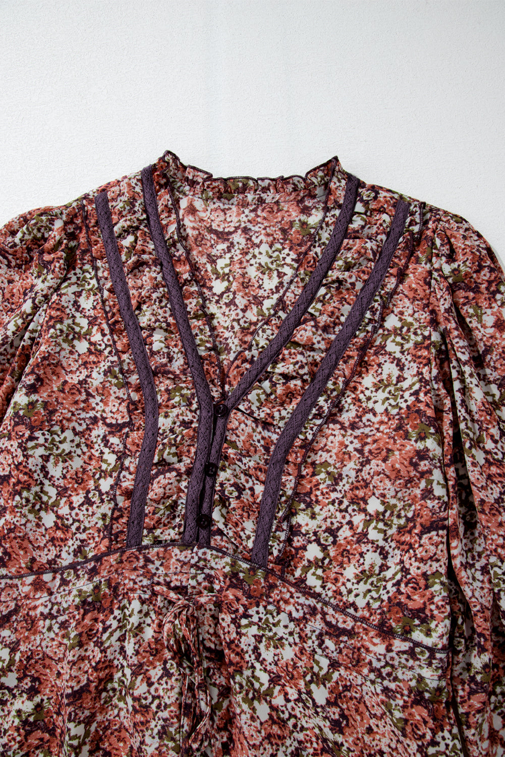 Floral Split Front Tiered Frilled Midi Dress