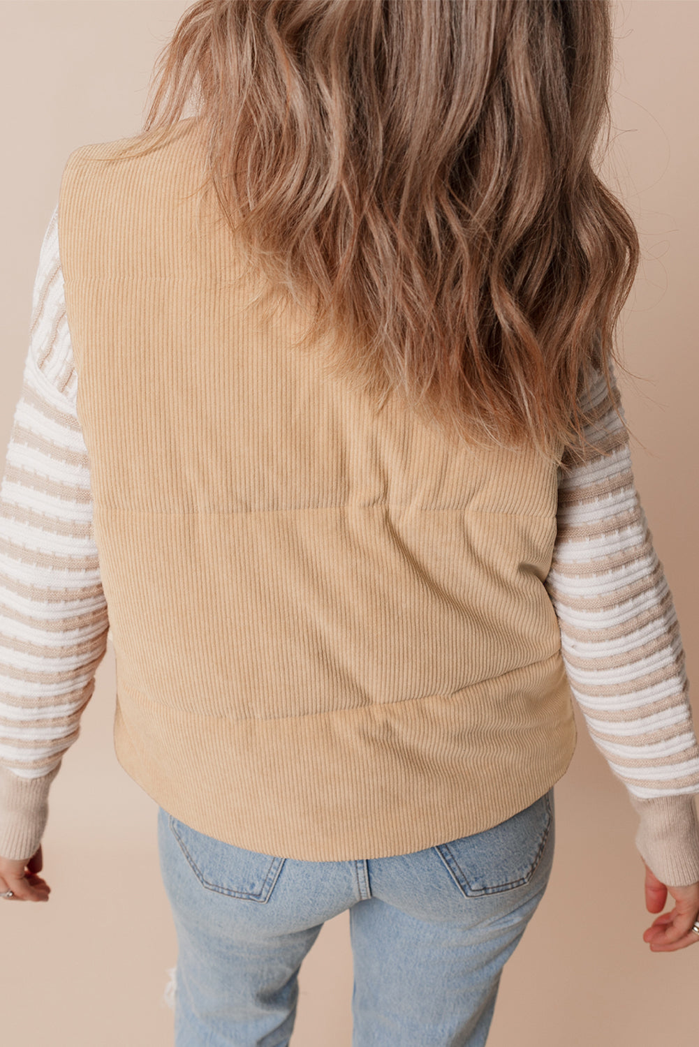 Corduroy Zipped Puffer Vest