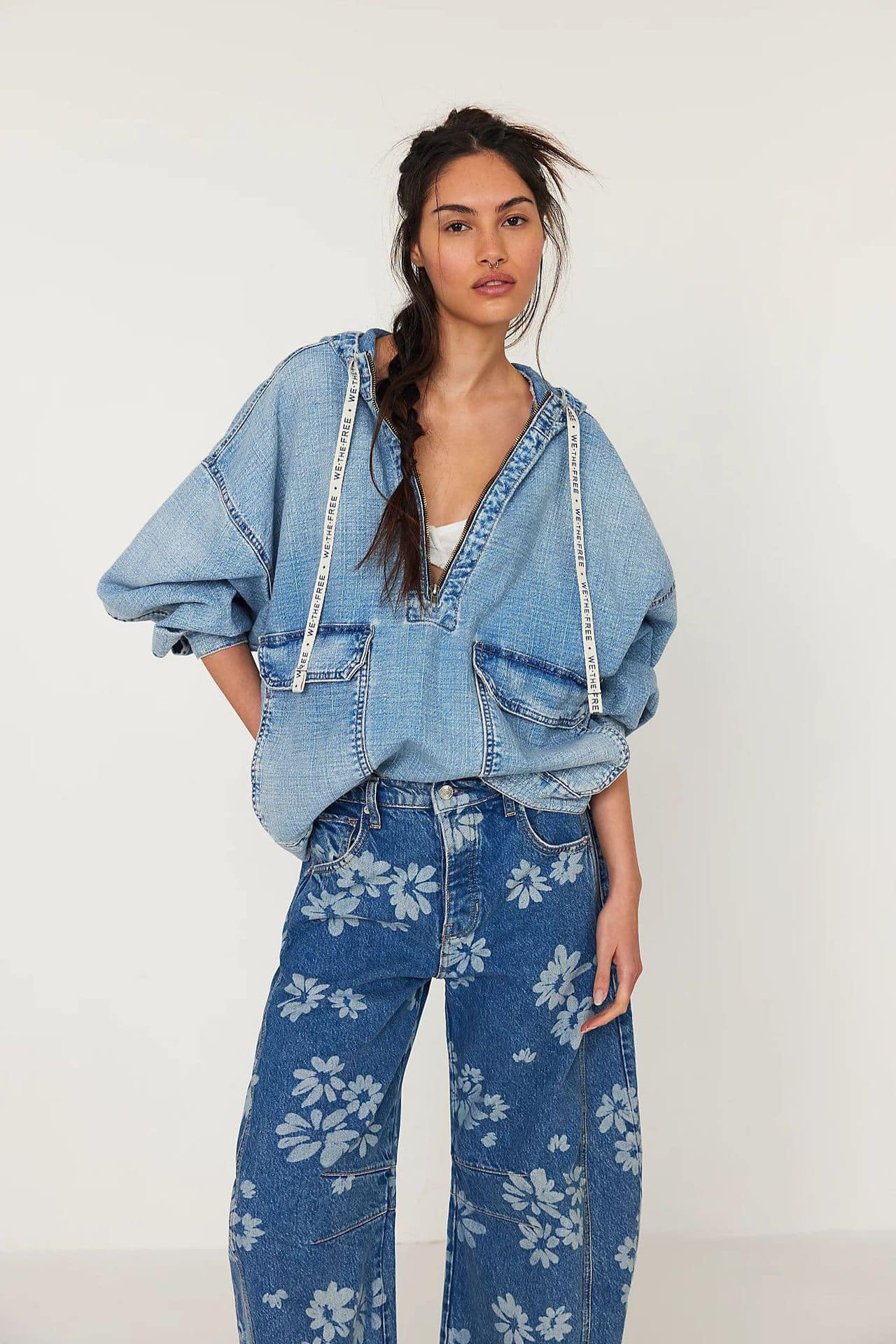 Print Washed Casual Jeans