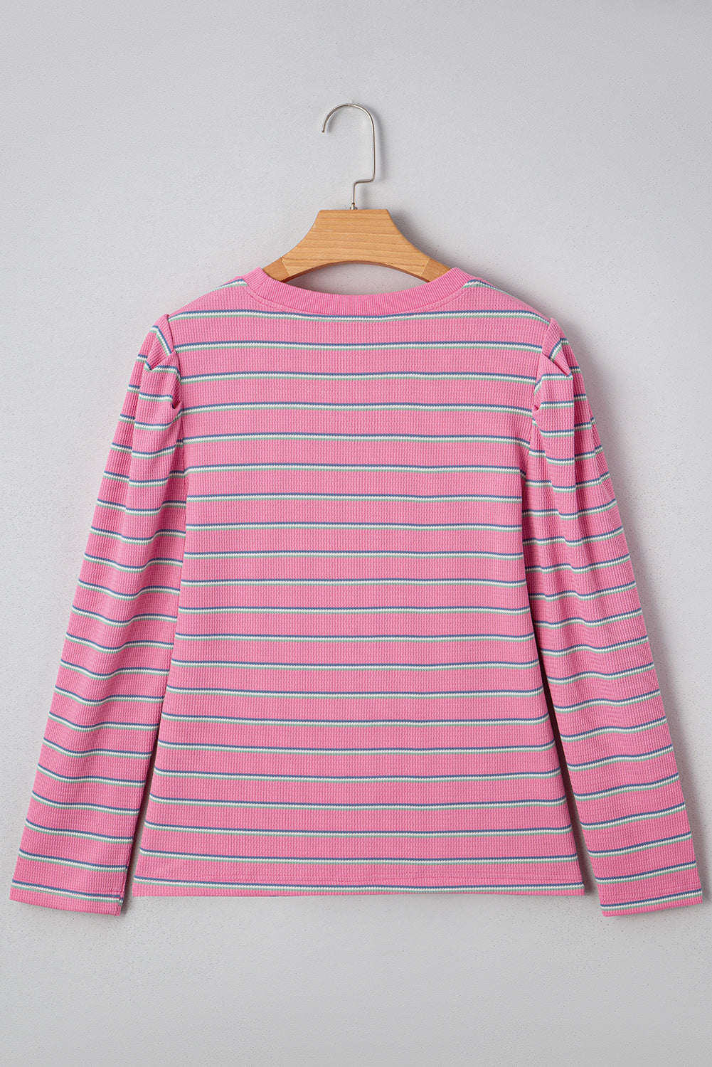 Textured Knit Round Neck Long Sleeve Top