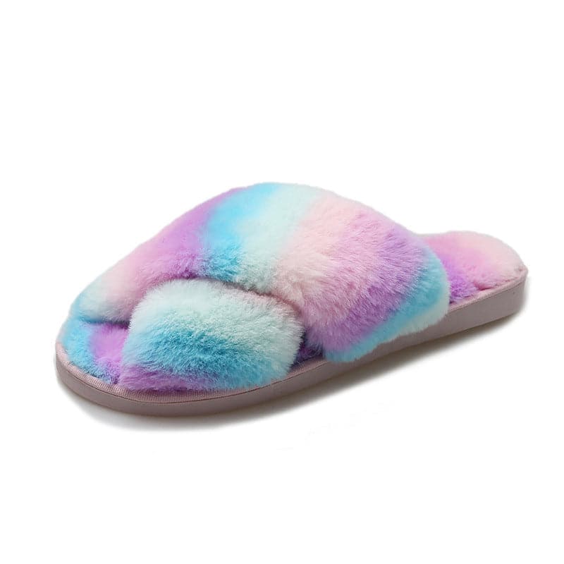 Colorful Plush Cross Plush Slippers - KOC