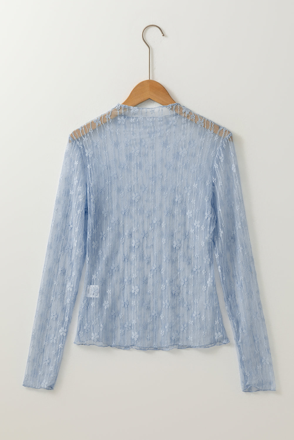 Sheer Floral Lace Long Sleeve Slim Fit Top
