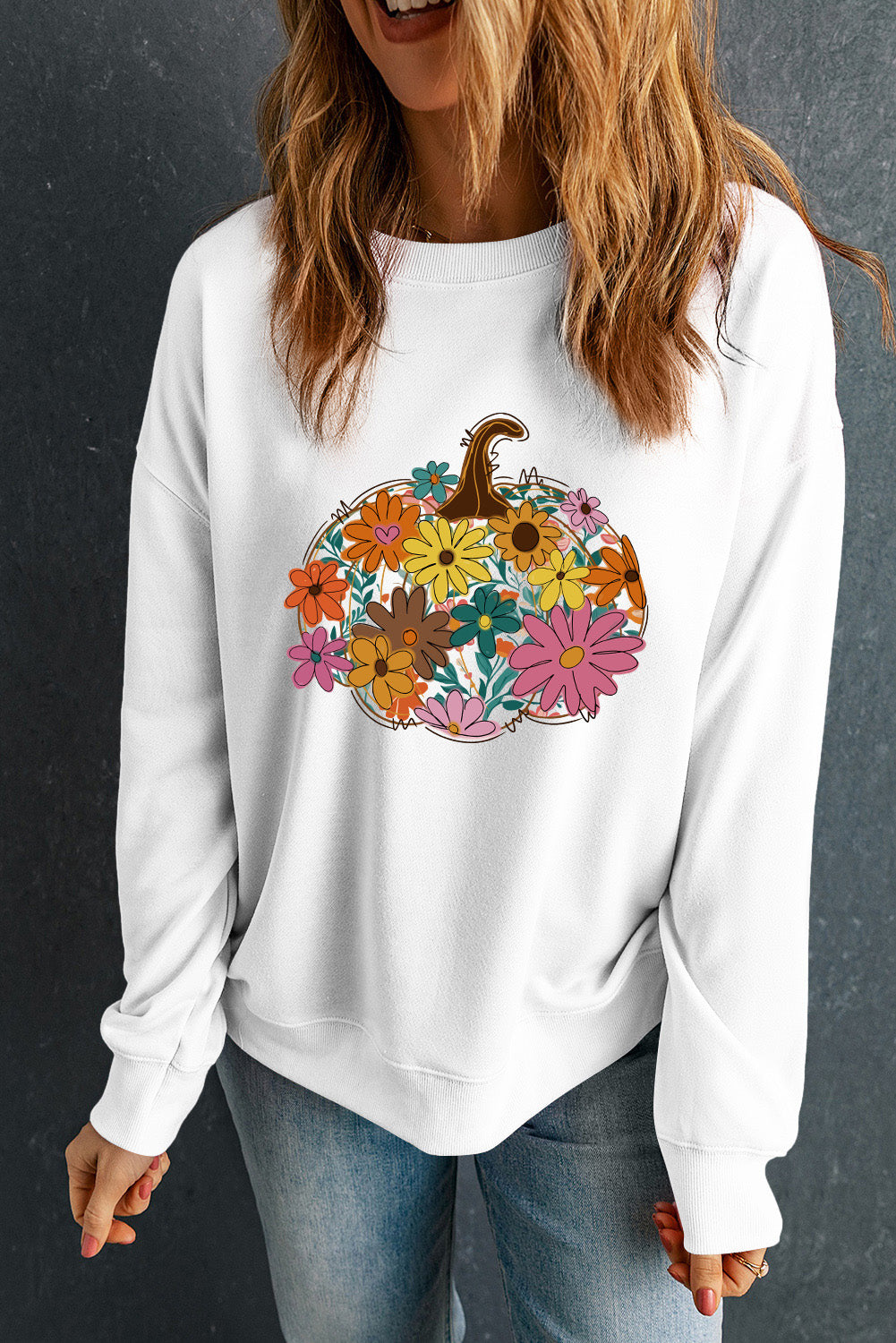 Floral Pumpkin Custom Graphic Sweatshirt