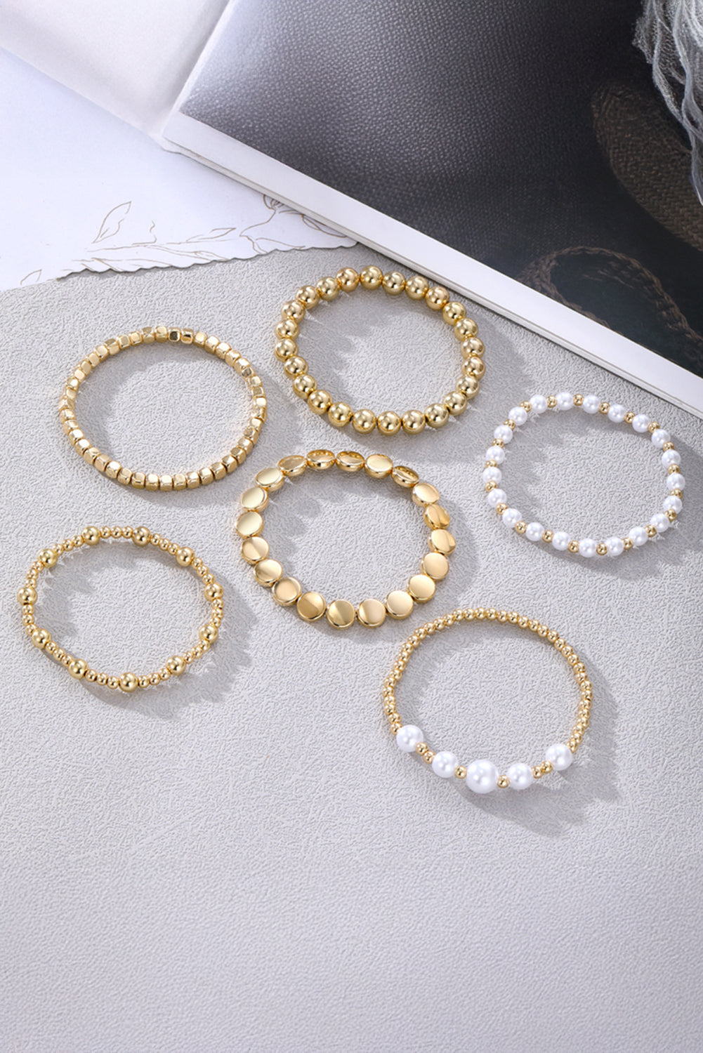 Minimalist Pearl Beaded Multi Layer Elastic Bracelets