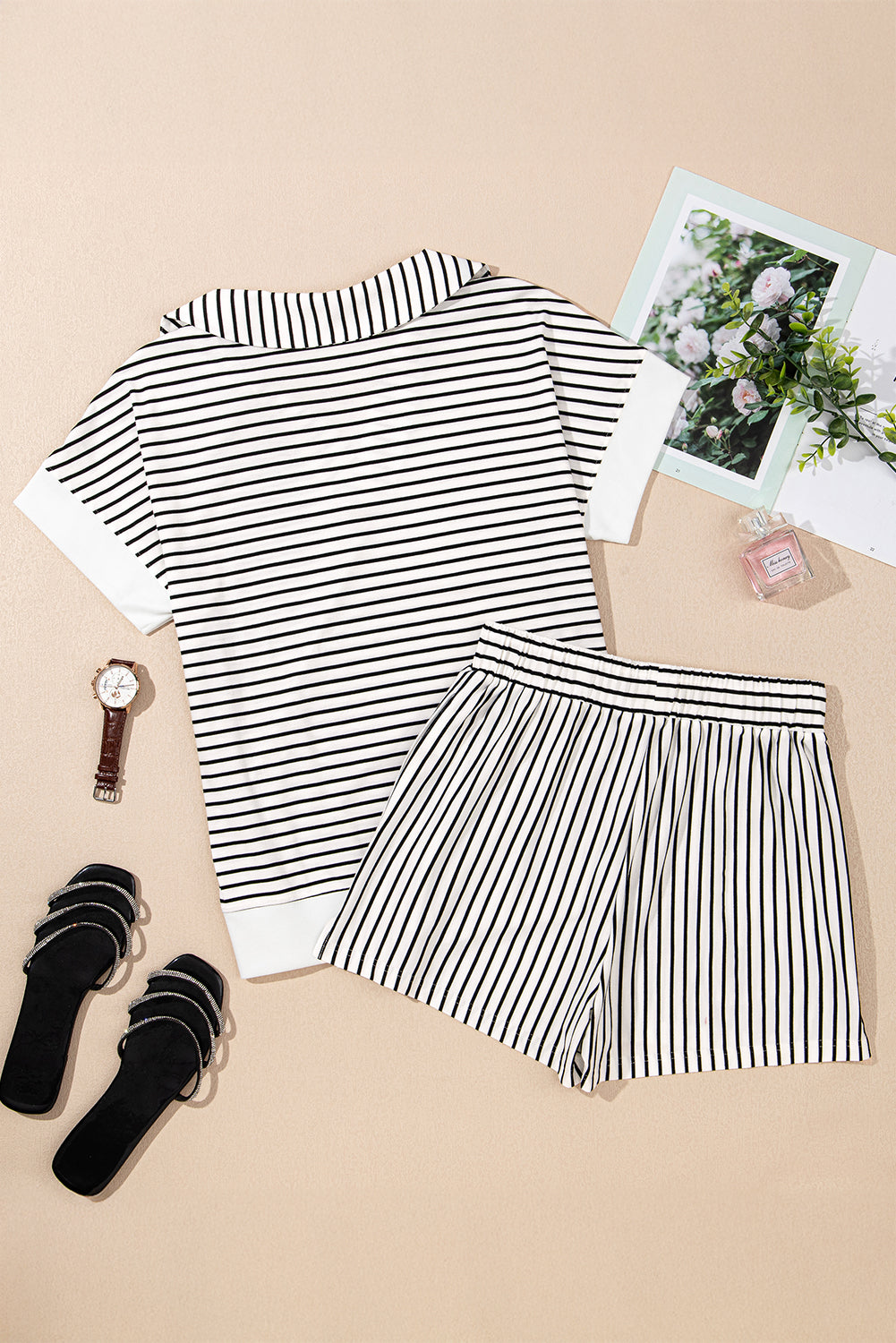 V Neck Tee and Casual Short Set