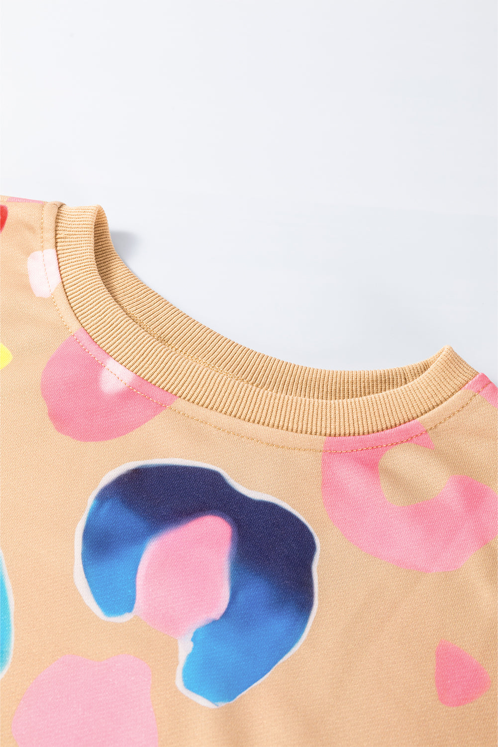 Multicolor Leopard Printed Drop Shoulder Pullover Sweatshirt