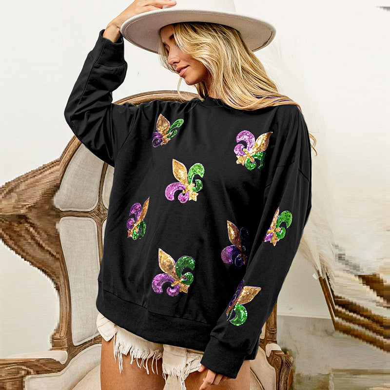 MARDI GRAS Sequin Sweatshirt