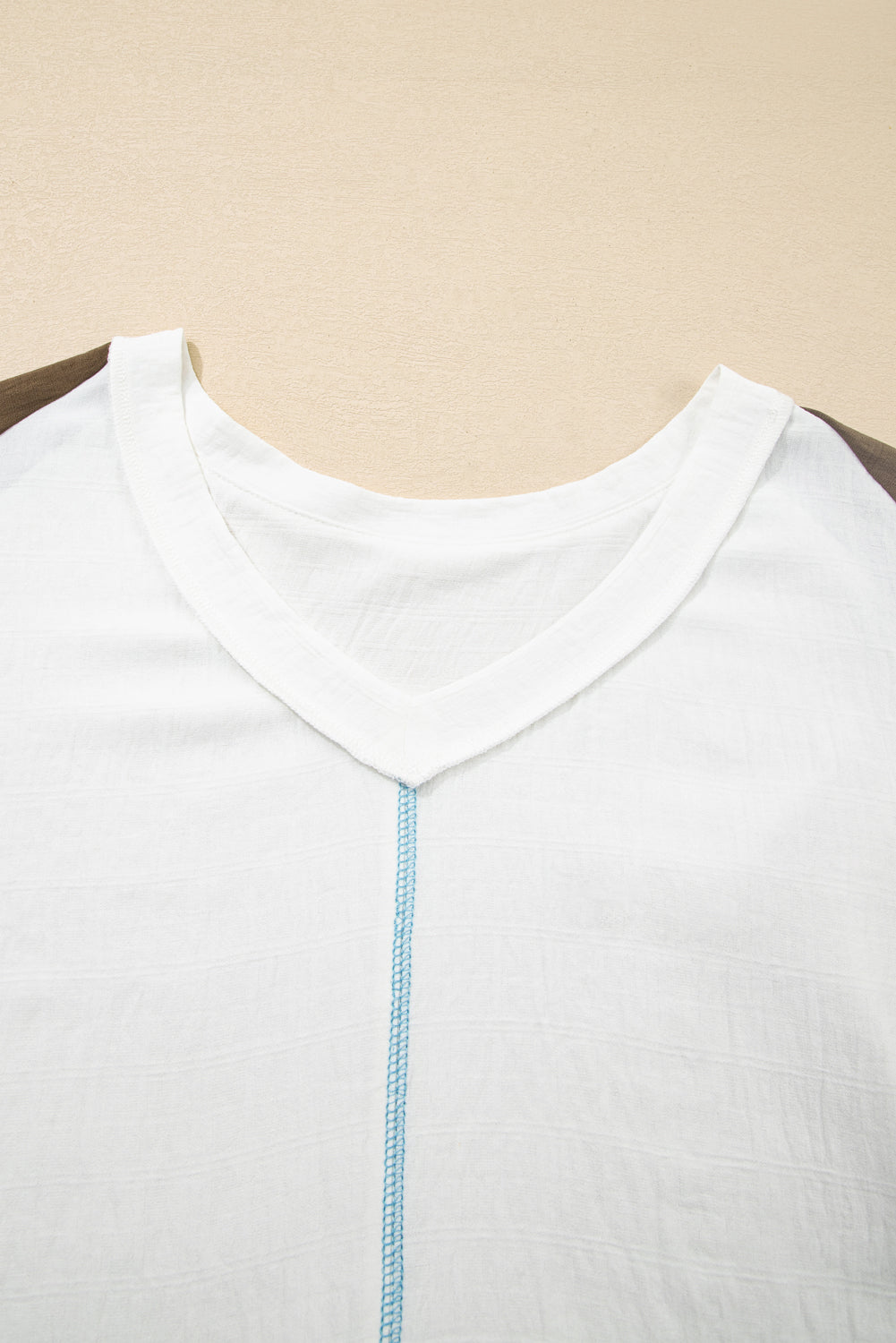 Colorblock Lace Patchwork Balloon Sleeve V Neck Plus Size Blouse