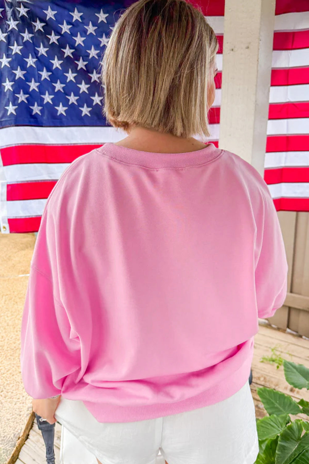 USA Map Patched Graphic Patriotic Sweatshirt