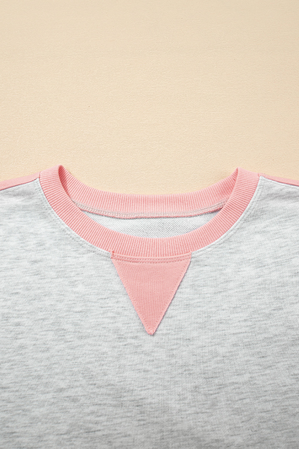 Color Block Raw Hem Pullover and Casual Shorts Set