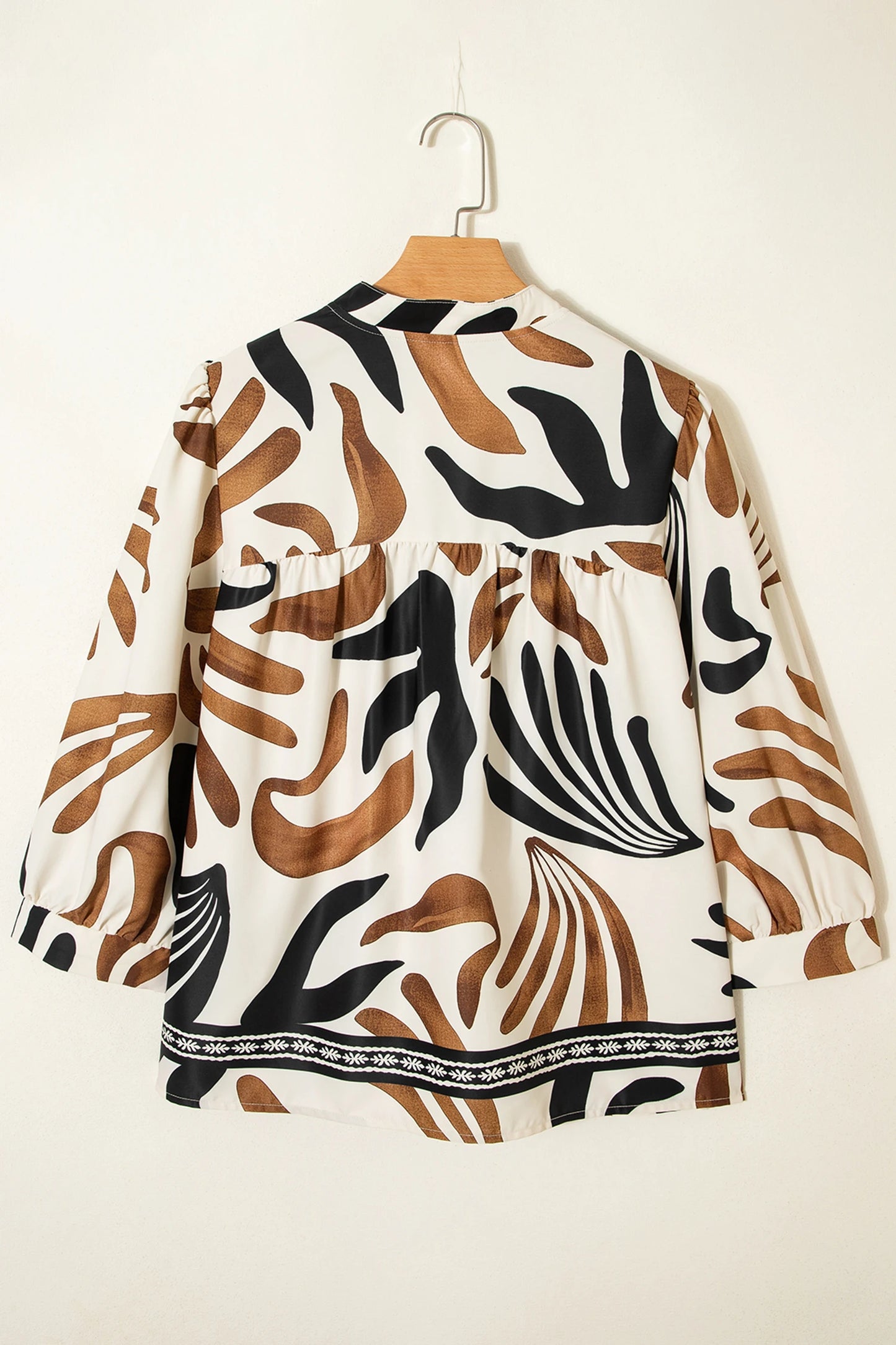 Print Puff Sleeve Loose Blouse