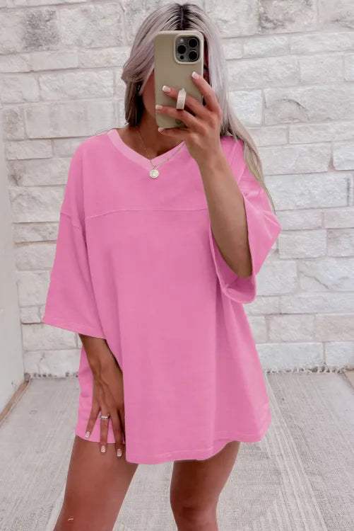 Meadow Mist Green Solid Loose V Neck Half Sleeve Tee and Shorts