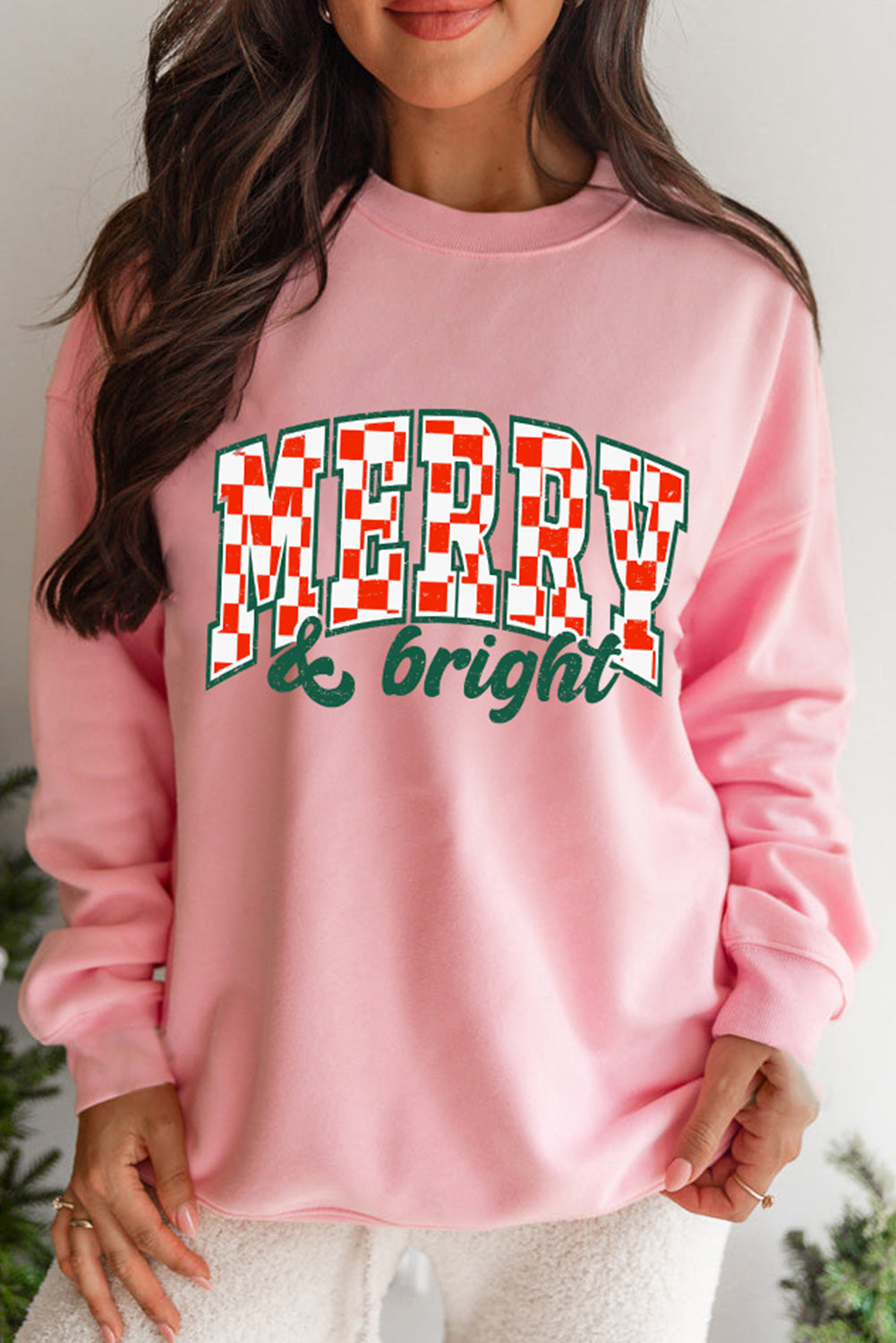 MERRY & Bright Graphic Holiday Pullover Sweatshirt