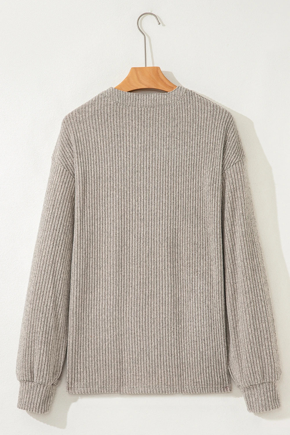 Texture Drop Shoulder Henley Knit Top