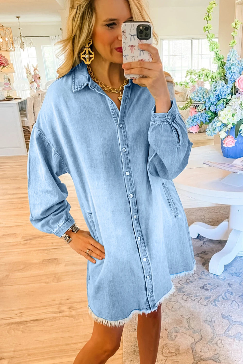 Washed Denim Shirt Dress