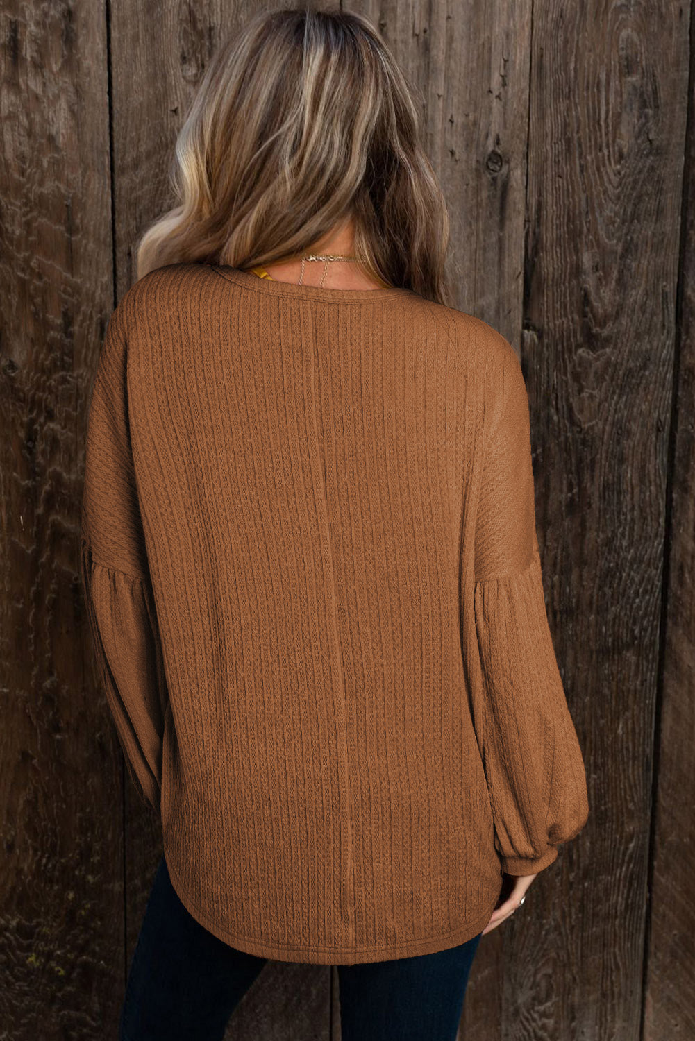 Knit Jacquard Puffy Long Sleeve Sweater