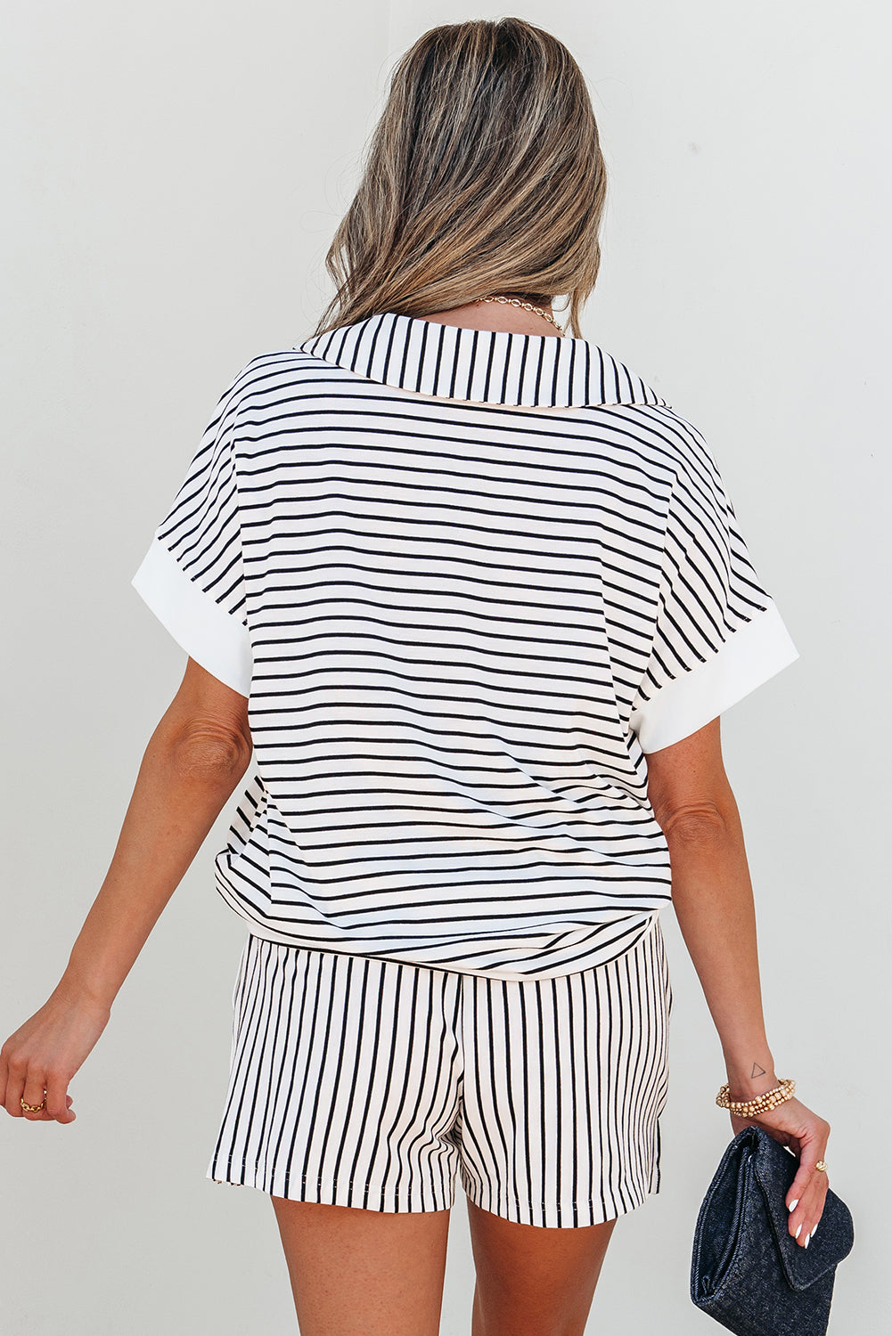V Neck Tee and Casual Short Set