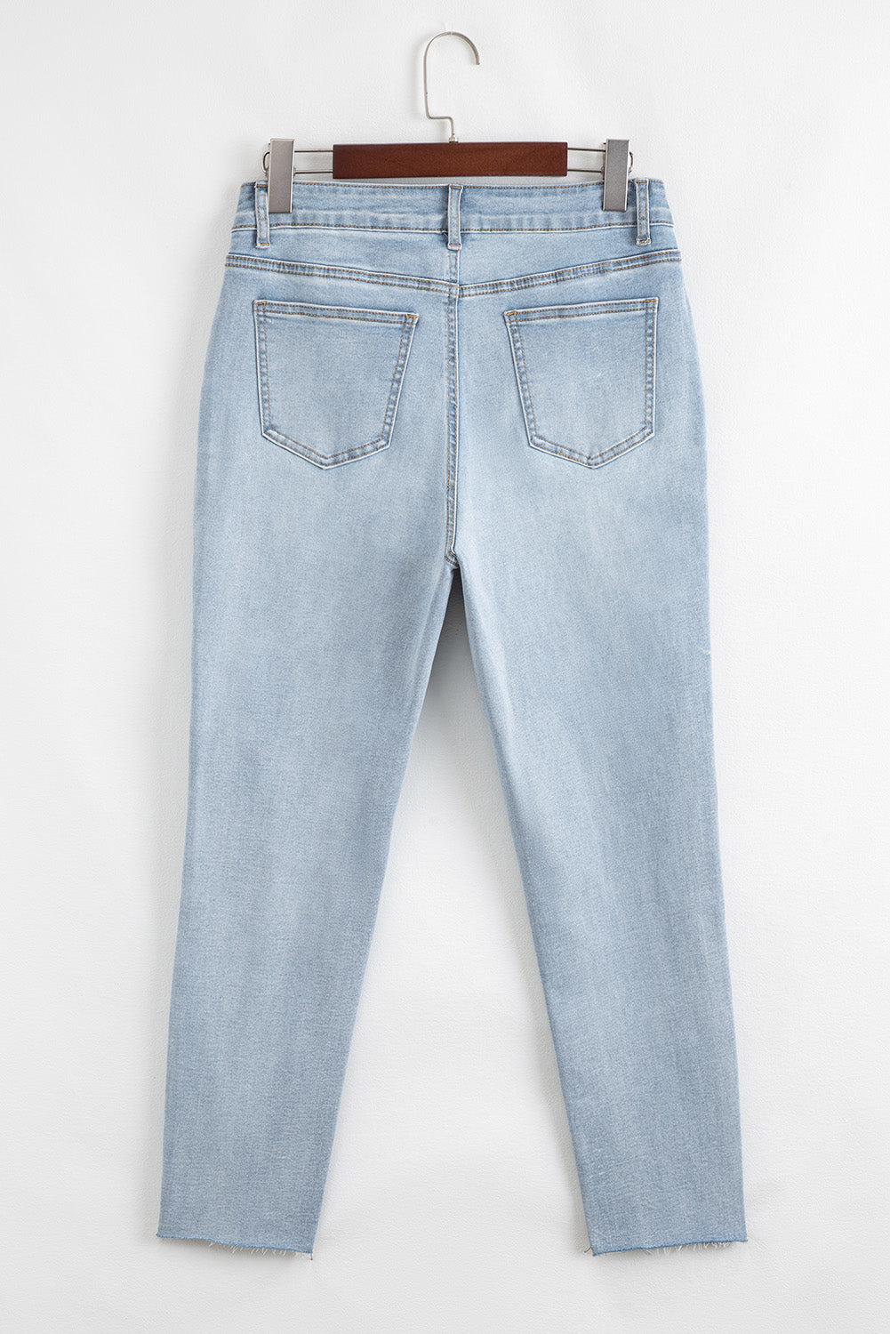 Mid Rise Ankle-Length Distressed Skinny Jeans