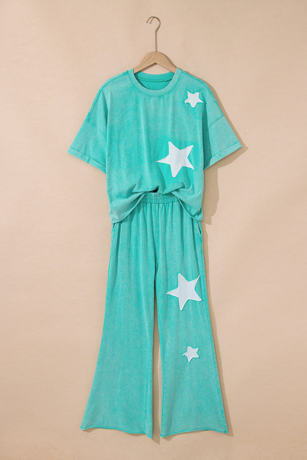 Floral Patch Exposed Seam Raw Edge Pants Set