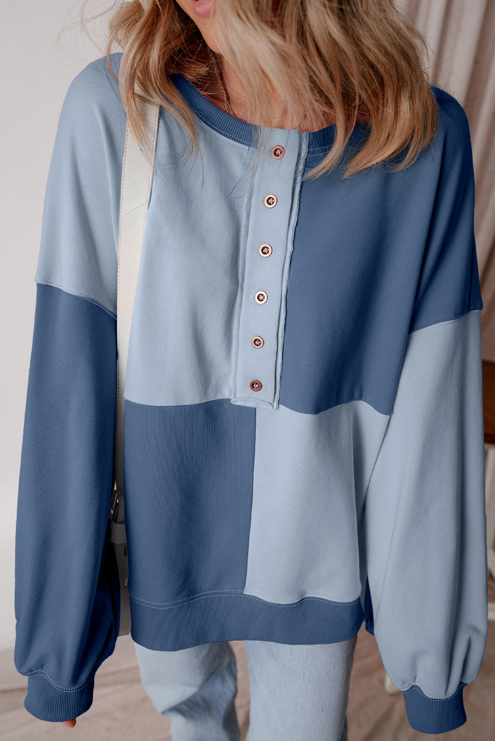 Henley High Low Oversize Sweatshirt