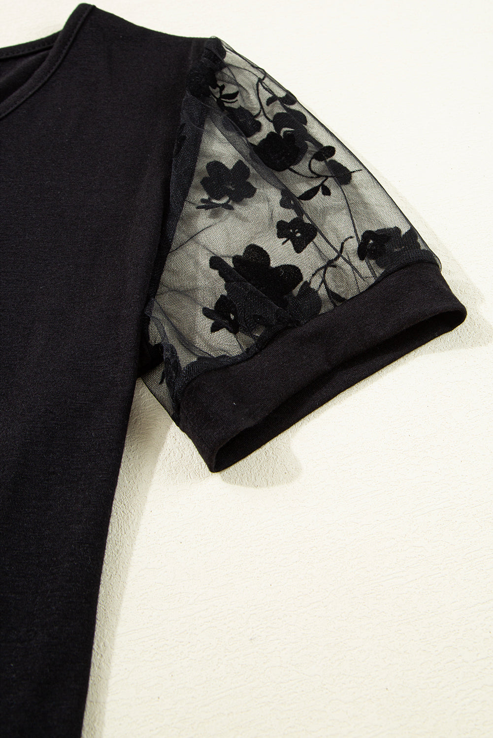 Flora Lace Patchwork Crew Neck T Shirt