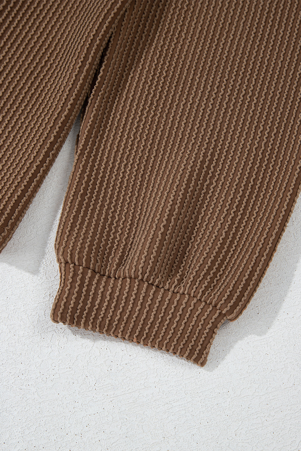 Corded Knit Long Sleeve Top and High Waist Shorts Set