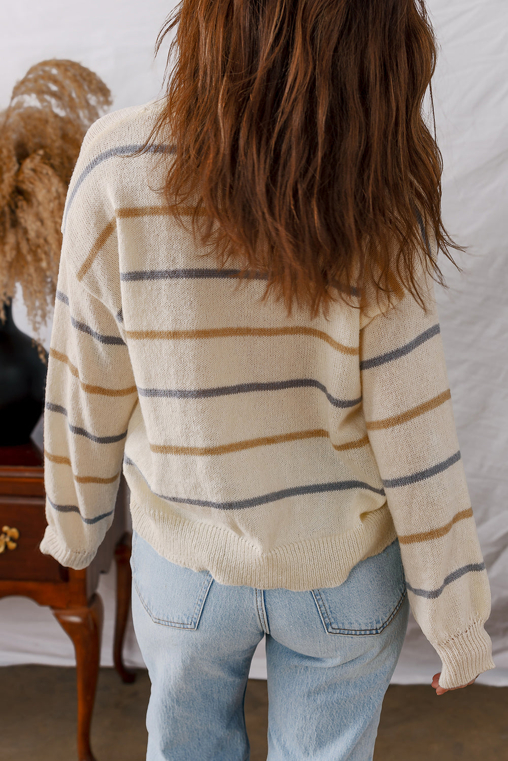 Ribbed Edge Drop Shoulder Sweater