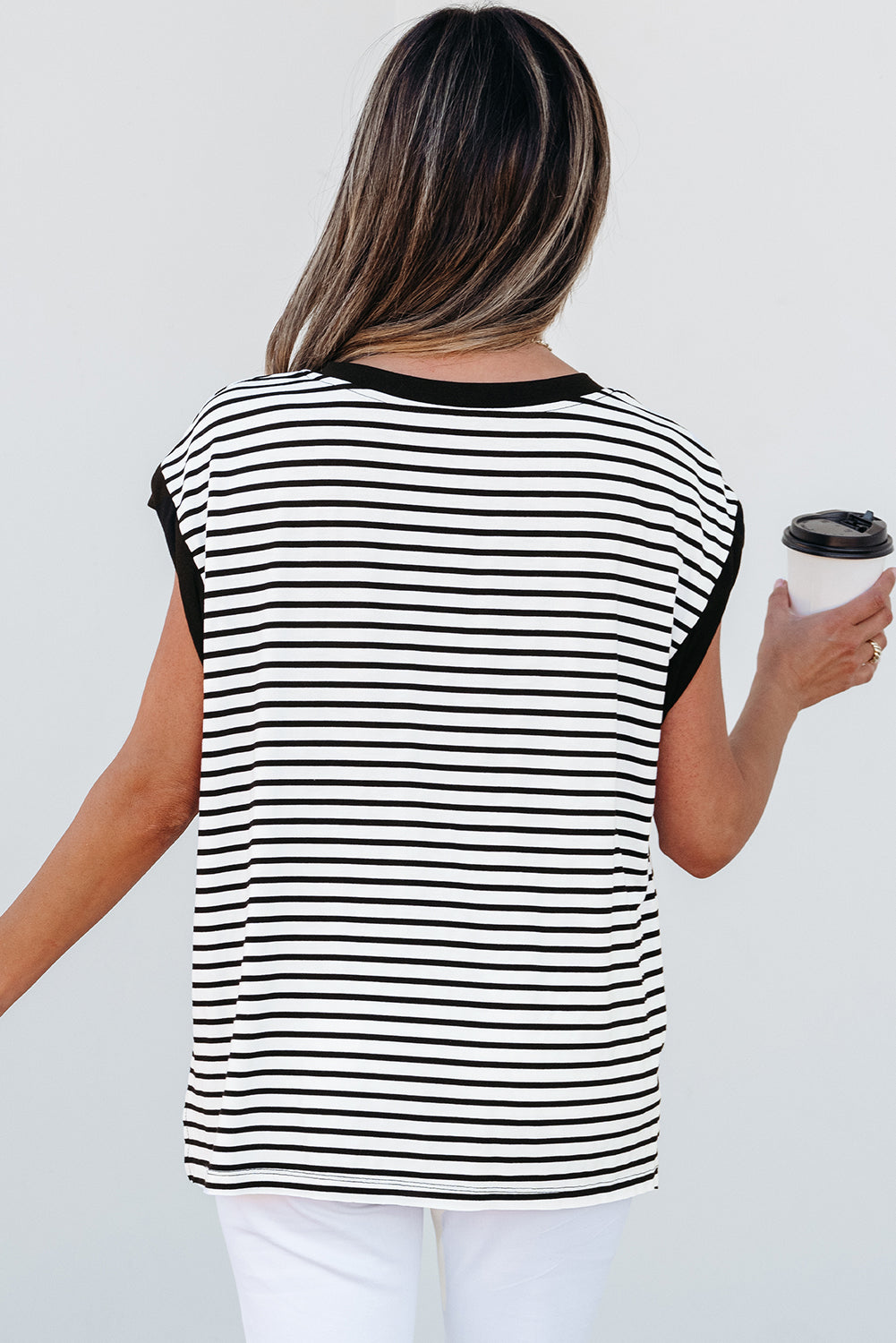 Chest Pocket Patch Round Neck Tank Top