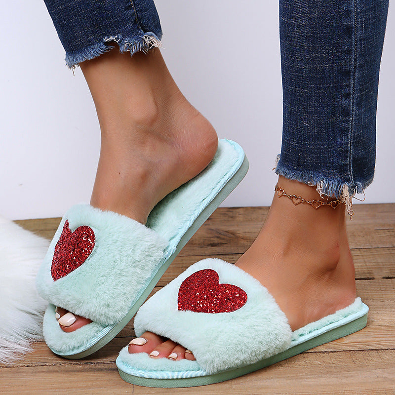 Heart Fluffy Slippers