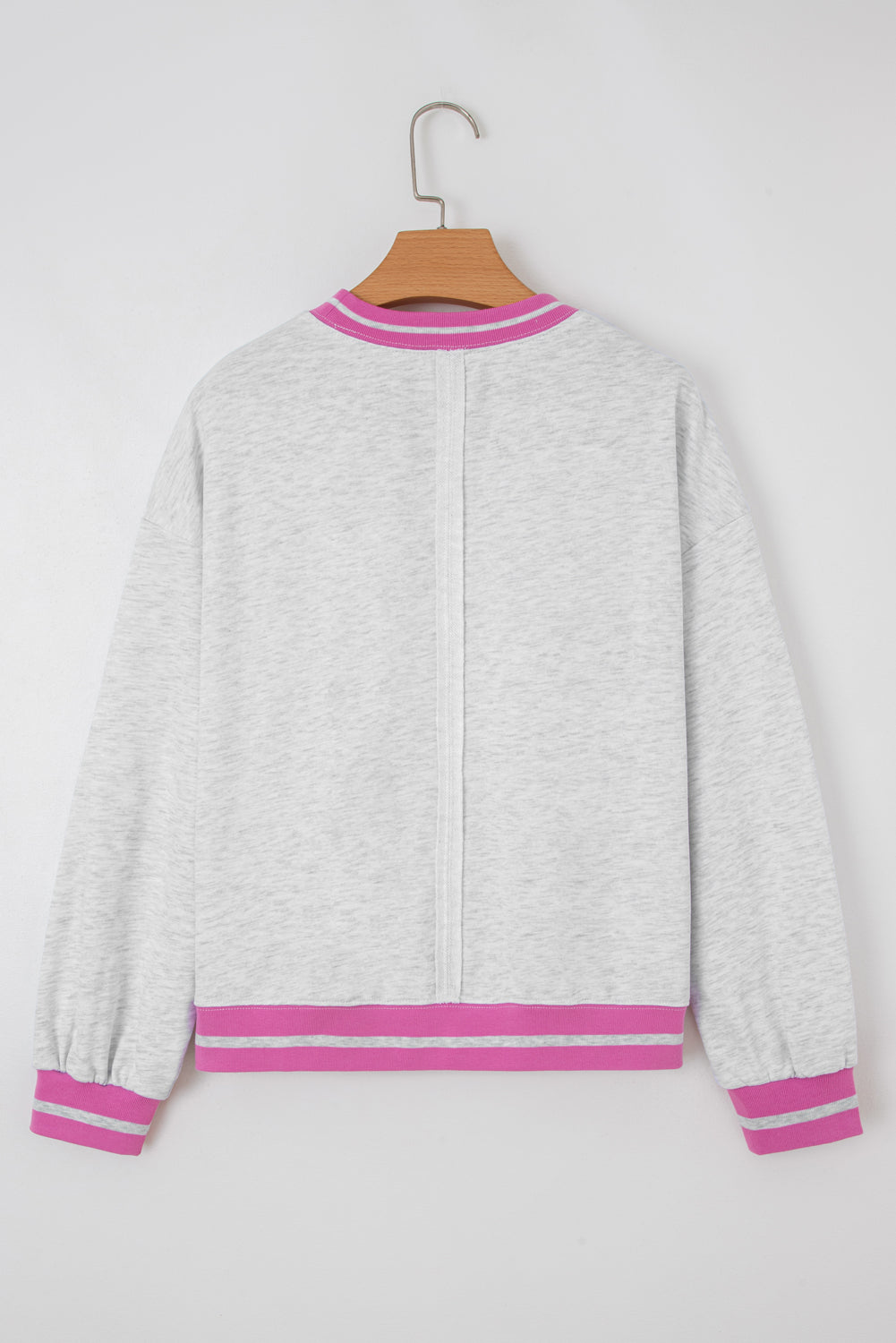 Patch Contrast Trim Crew Neck Sweatshirt