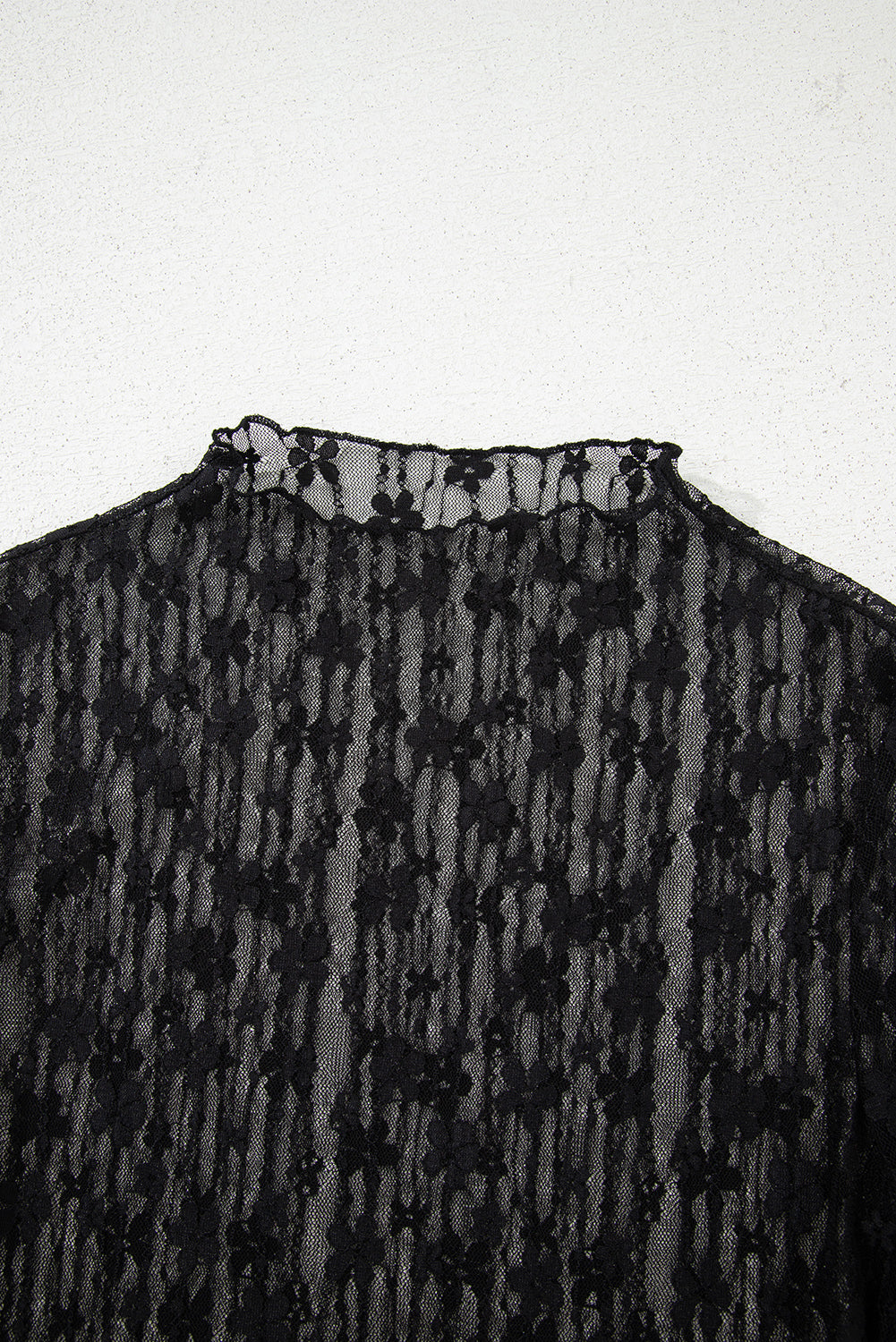 Sheer Floral Lace Long Sleeve Slim Fit Top