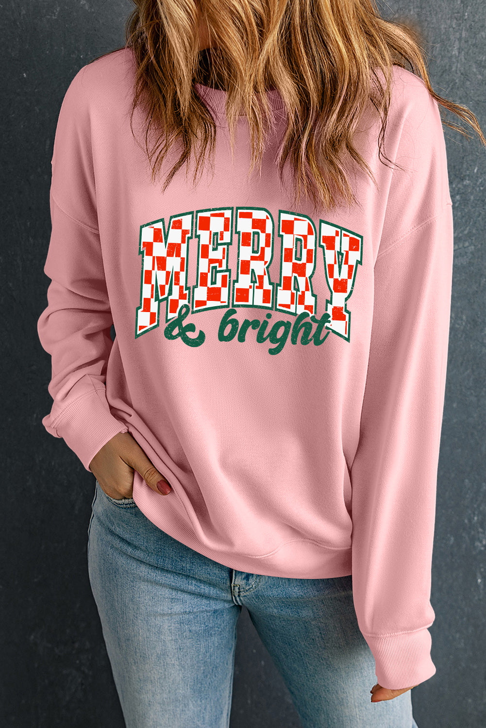 MERRY & Bright Graphic Holiday Pullover Sweatshirt
