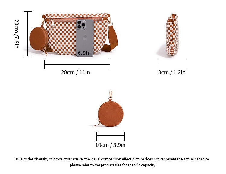 Checkered Woven Crossbody Fanny Pack with Coin Purse