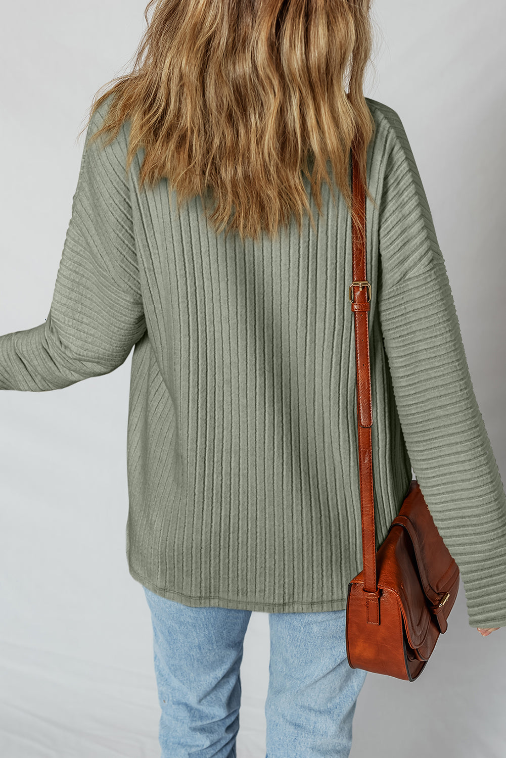 Thermal Ribbed Texture Drop Shoulder Button Up Shacket