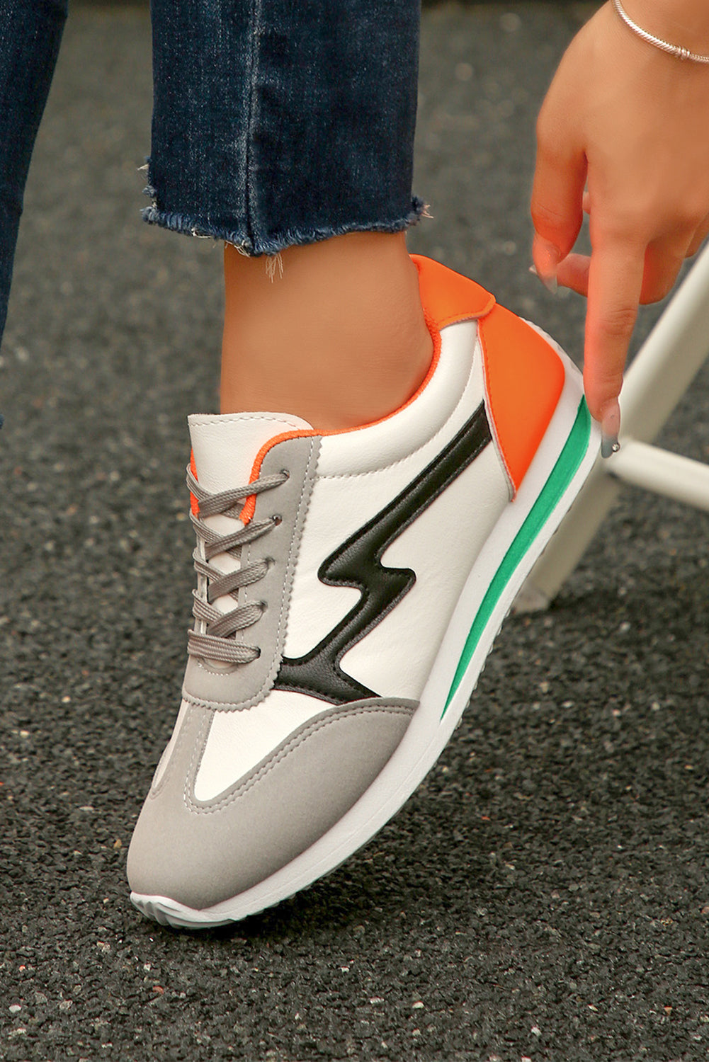 Block Patchwork Lace Up Sneakers